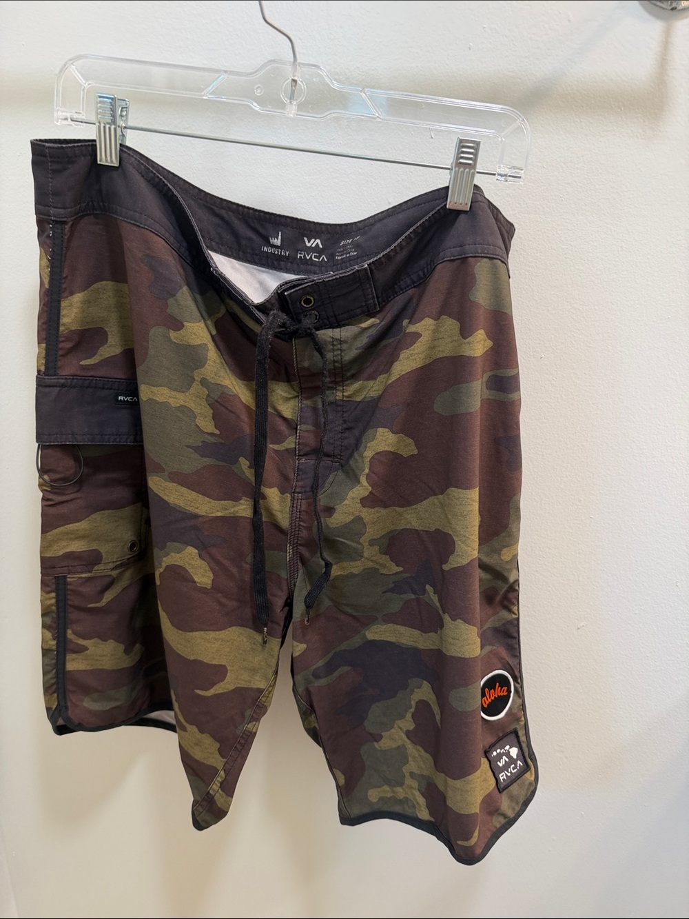 RVCA Camo Swim Trunks - Olive/Brown/Black